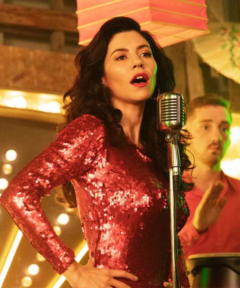 Marina Diamandis singer in Sentiments dress